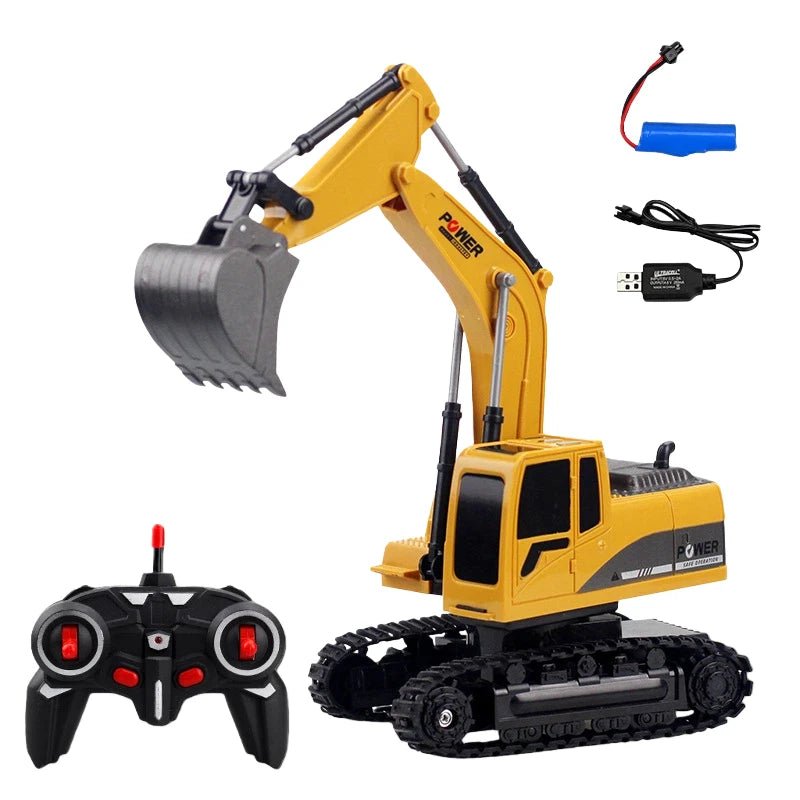 1 20 Kids RC Excavator 2.4GHz 11CH RC Construction Truck Engineering Vehicles Educational Toys with Light Music - Lucksdeal