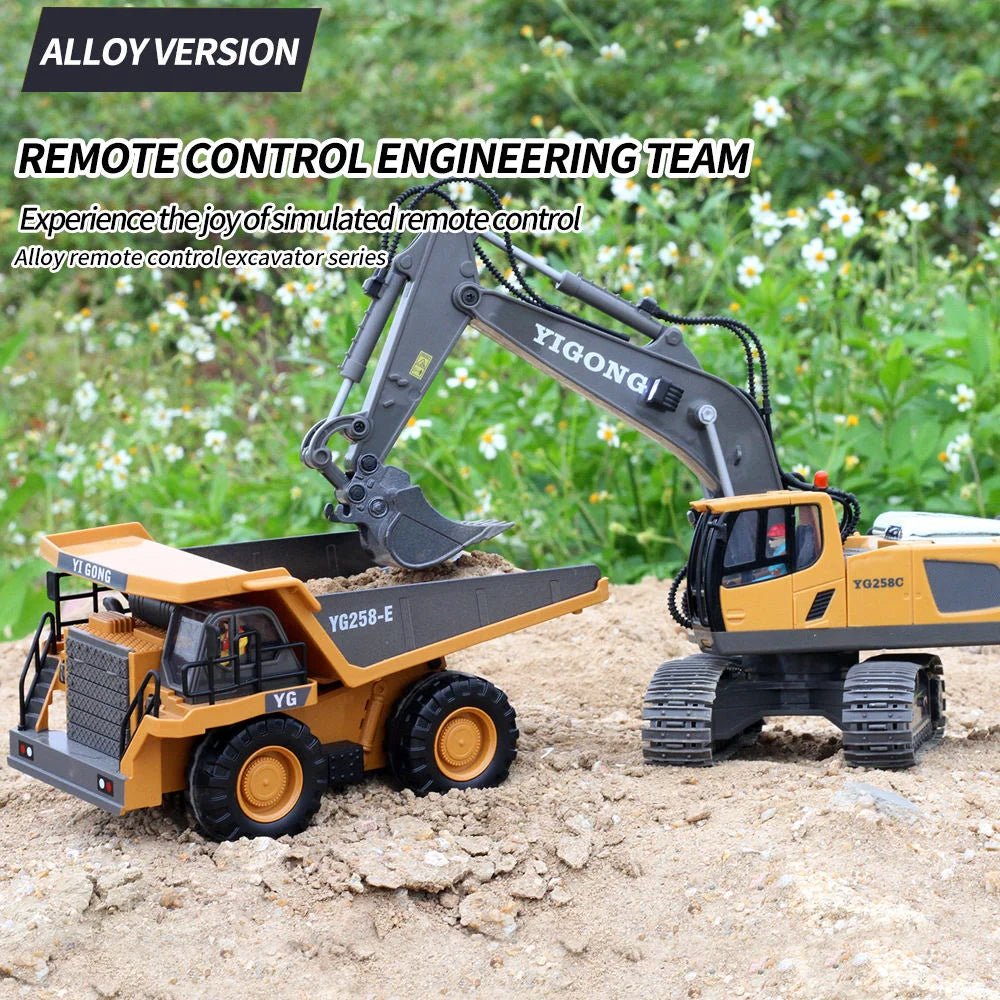 1 20 Kids RC Excavator 2.4GHz 11CH RC Construction Truck Engineering Vehicles Educational Toys with Light Music - Lucksdeal