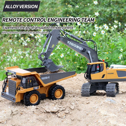 1 20 Kids RC Excavator 2.4GHz 11CH RC Construction Truck Engineering Vehicles Educational Toys with Light Music - Lucksdeal