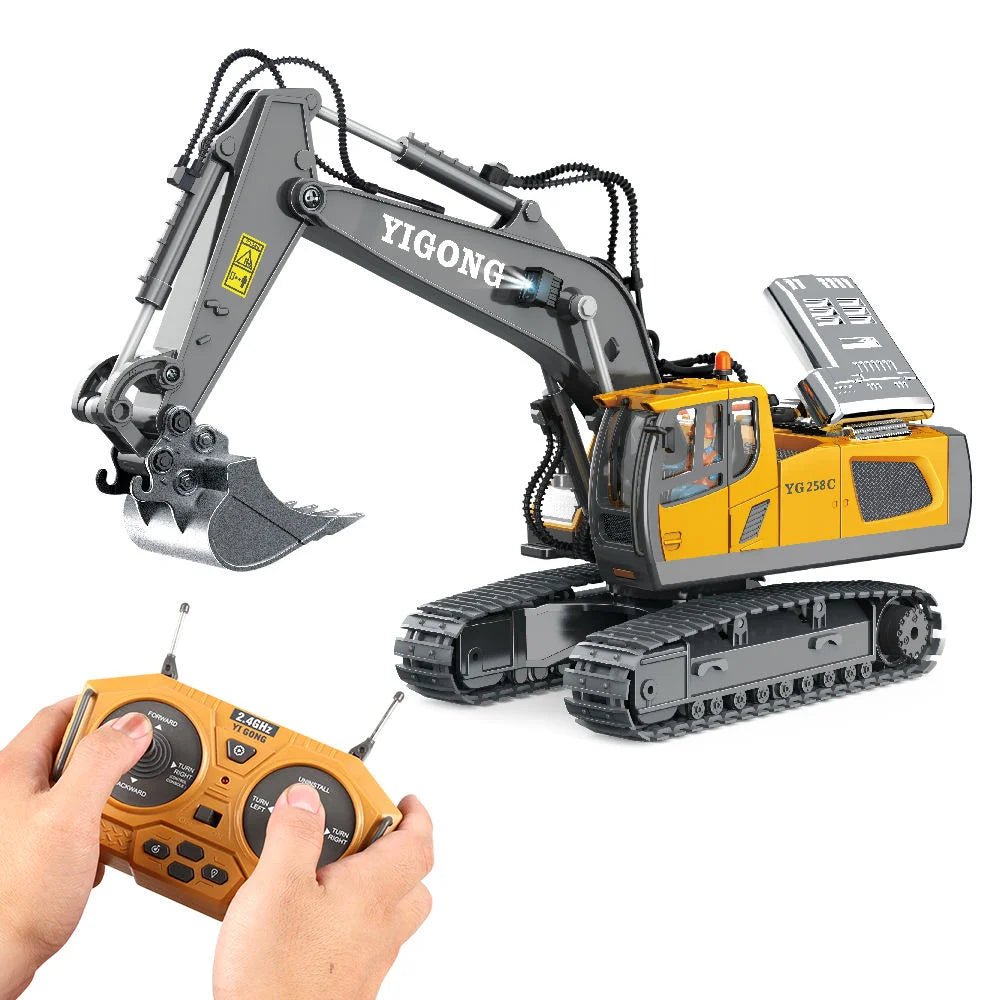 1 20 Kids RC Excavator 2.4GHz 11CH RC Construction Truck Engineering Vehicles Educational Toys with Light Music - Lucksdeal