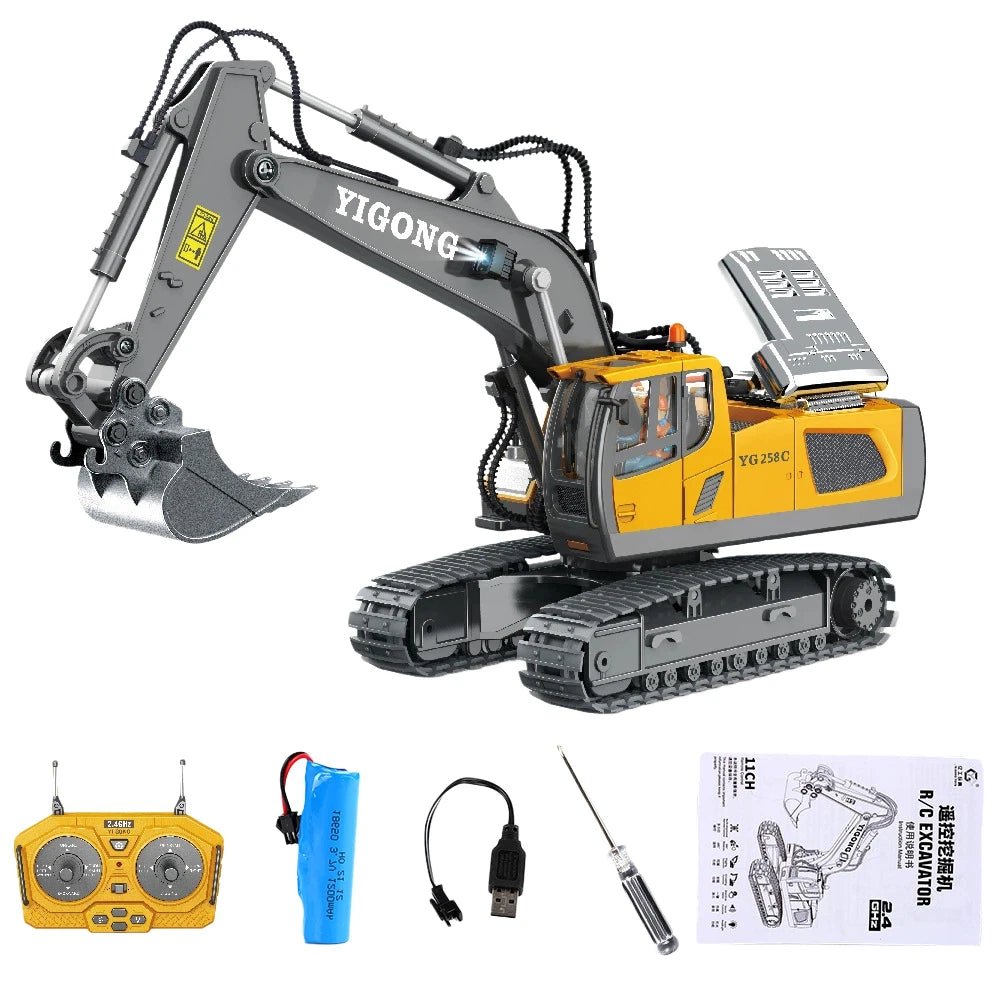 1 20 Kids RC Excavator 2.4GHz 11CH RC Construction Truck Engineering Vehicles Educational Toys with Light Music - Lucksdeal
