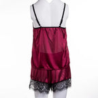 2Pcs Sexy Pajama Set Women Sexy Lace Patchwork Satin Silk Spaghetti Strap Top Hot Shorts Pajama Women Sleepwear Femme Pijamas - Lucksdeal