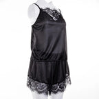 2Pcs Sexy Pajama Set Women Sexy Lace Patchwork Satin Silk Spaghetti Strap Top Hot Shorts Pajama Women Sleepwear Femme Pijamas - Lucksdeal