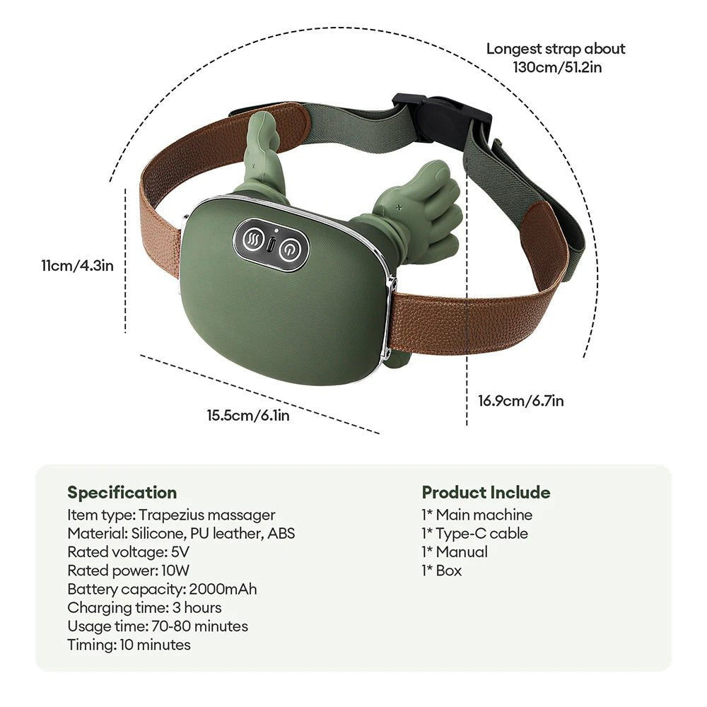 4D Bionic Finger Neck Shoulder Massager Wireless Neck Cervical Trapezius Kneading Massage Shawl Brushless Motor Neck masajeador - Lucksdeal