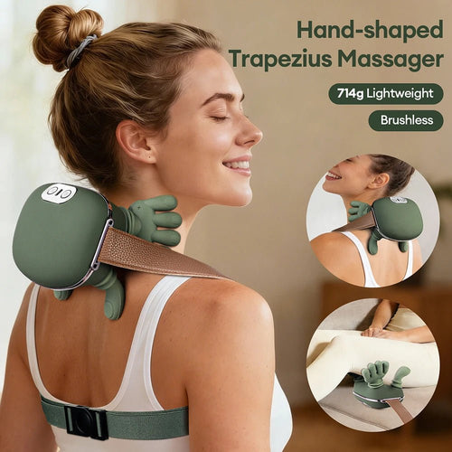 4D Bionic Finger Neck Shoulder Massager Wireless Neck Cervical Trapezius Kneading Massage Shawl Brushless Motor Neck masajeador - Lucksdeal