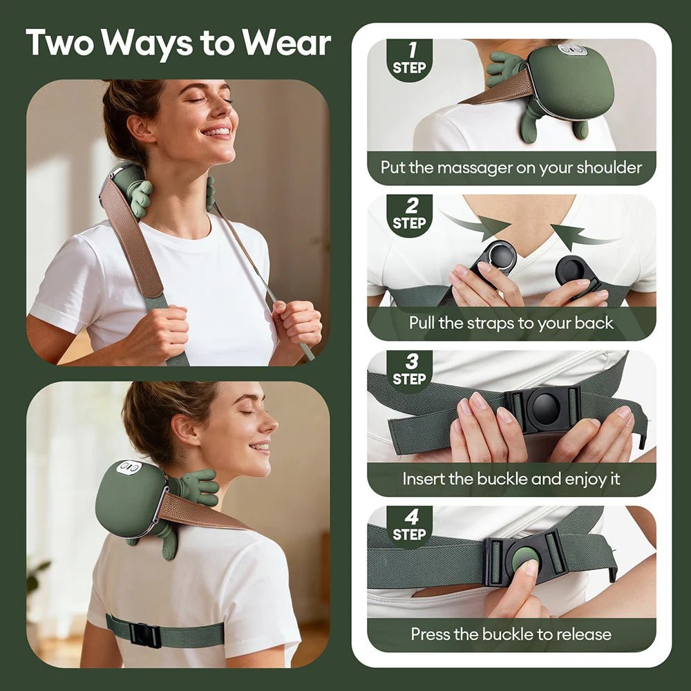 4D Bionic Finger Neck Shoulder Massager Wireless Neck Cervical Trapezius Kneading Massage Shawl Brushless Motor Neck masajeador - Lucksdeal