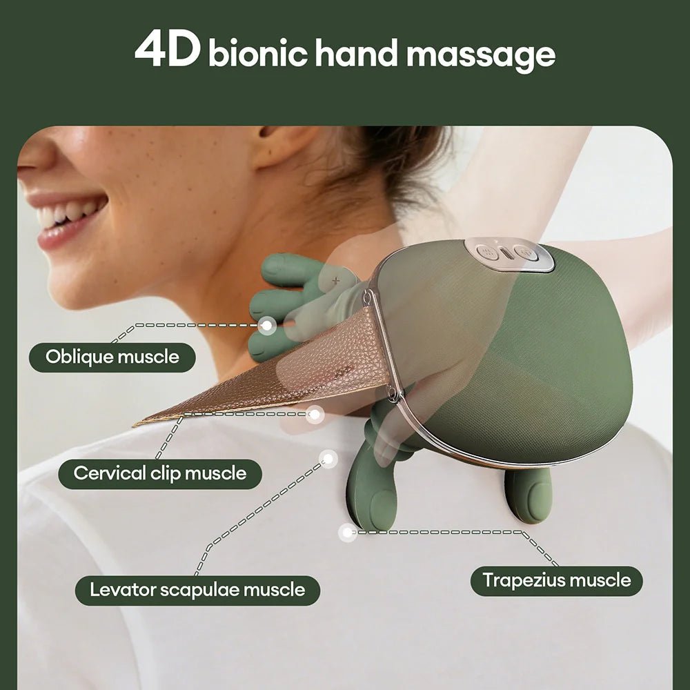 4D Bionic Finger Neck Shoulder Massager Wireless Neck Cervical Trapezius Kneading Massage Shawl Brushless Motor Neck masajeador - Lucksdeal