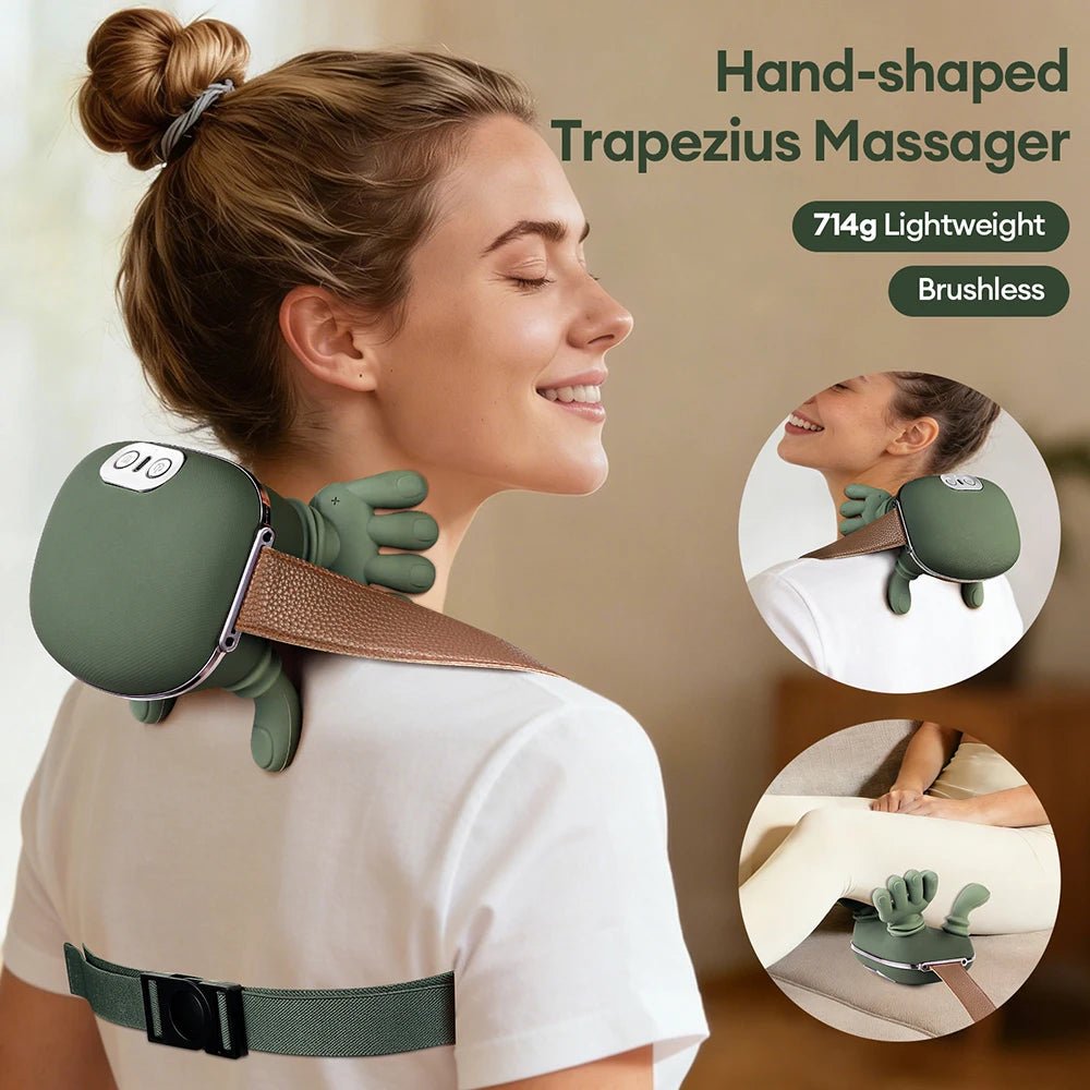 4D Bionic Finger Neck Shoulder Massager Wireless Neck Cervical Trapezius Kneading Massage Shawl Brushless Motor Neck masajeador - Lucksdeal