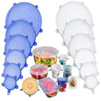 6Pcs Reusable Silicone Stretch Lids for fit bowls, cups, fruits & more. - Lucksdeal