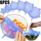6Pcs Reusable Silicone Stretch Lids for fit bowls, cups, fruits & more. - Lucksdeal