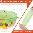 6Pcs Reusable Silicone Stretch Lids for fit bowls, cups, fruits & more. - Lucksdeal