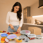 6Pcs Reusable Silicone Stretch Lids for fit bowls, cups, fruits & more. - Lucksdeal