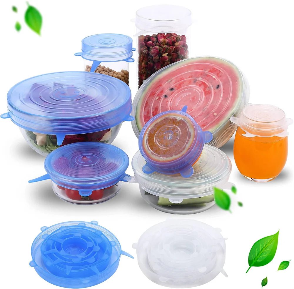 6Pcs Reusable Silicone Stretch Lids for fit bowls, cups, fruits & more. - Lucksdeal