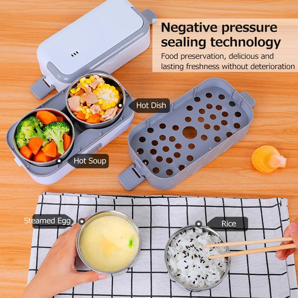 New Electric Lunch Box Portable Double Thermal Insulation Lunch Box with Stainless Steel Liners Home Food Heating Container Boxs