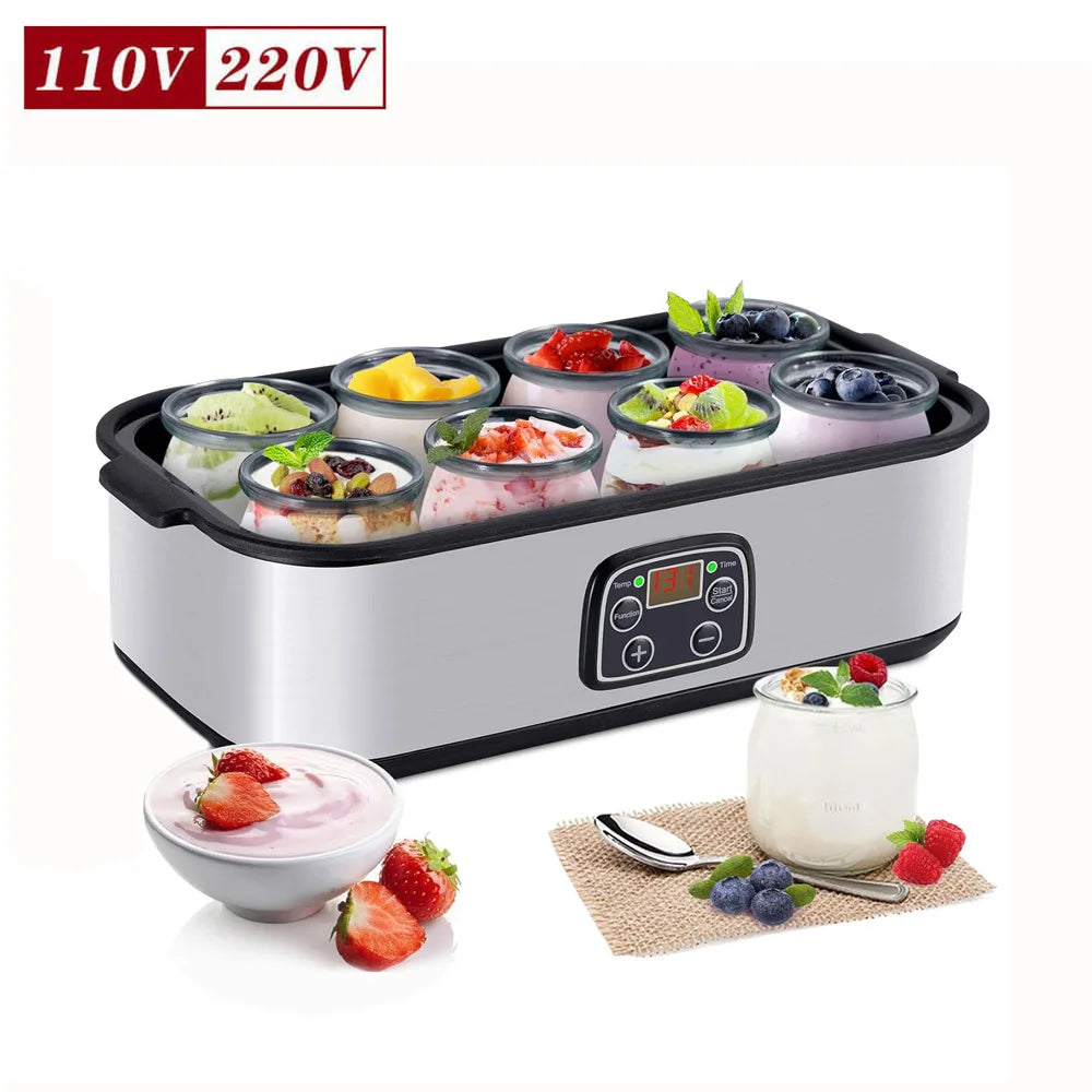New 1400ML Large Capacity Automatic Yogurt Machine Homemade Yogurt Maker Professional Ice Cream Pudding Maker with 8 Yogurt Jar