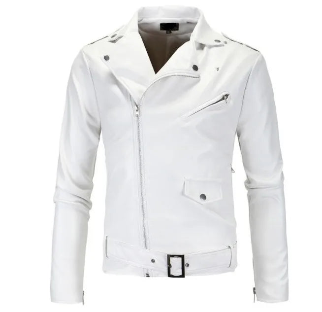 OEM ODM Wholesale Fashion Winter Men Faux Leather Solid Color Slim Fit Jacket Coat