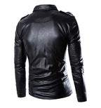 OEM ODM Wholesale Fashion Winter Men Faux Leather Solid Color Slim Fit Jacket Coat