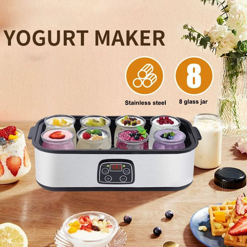 New 1400ML Large Capacity Automatic Yogurt Machine Homemade Yogurt Maker Professional Ice Cream Pudding Maker with 8 Yogurt Jar