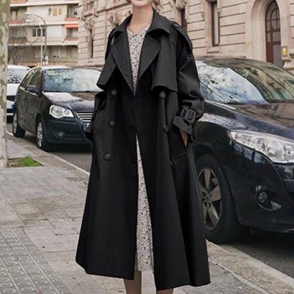 S-2XL Women Medium to Long Windbreaker Popular Outerwear in Spring and Autumn Korean Loose Casual Robe