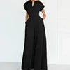 Ready to Ship Chic Minimalist Jumpsuit Wide Leg Silhouette High Waist Relaxed Fit Summer Office Women's Jumpsuits With Pockets