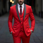 2026 New Men 3-Piece Suit, Slim Fit Elegant Gentleman Formal Blazer Trousers Vest Set for Business Wedding Groom Daily Banquet