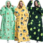 Winter Warm Adults Long Polyester Soft Giant Wearable Blanket Printed TV Hood Oversized Big Sweatshirt Hoodie Blanket