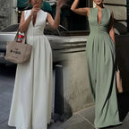 Ready to Ship Wholesale Women Wide Leg Jumpsuit Sleeveless High Waist One Piece Romper Casual Party Travel Clothing