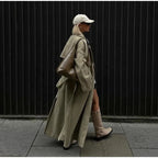 AIMEISI New Arrivals Double-breasted Belt Elegant Over the Knee Coat Long Windbreaker Women's Trench Coats