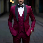 2026 New Men 3-Piece Suit, Slim Fit Elegant Gentleman Formal Blazer Trousers Vest Set for Business Wedding Groom Daily Banquet