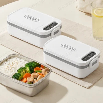 Portable Electric Lunch Box USB Rechargeable Timed Intelligent Digital Display Separate Double-compartment Inner Food Heater