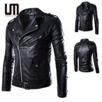 OEM ODM Wholesale Fashion Winter Men Faux Leather Solid Color Slim Fit Jacket Coat
