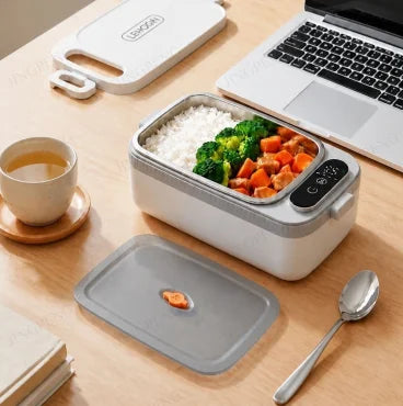 Portable Electric Lunch Box USB Rechargeable Timed Intelligent Digital Display Separate Double-compartment Inner Food Heater
