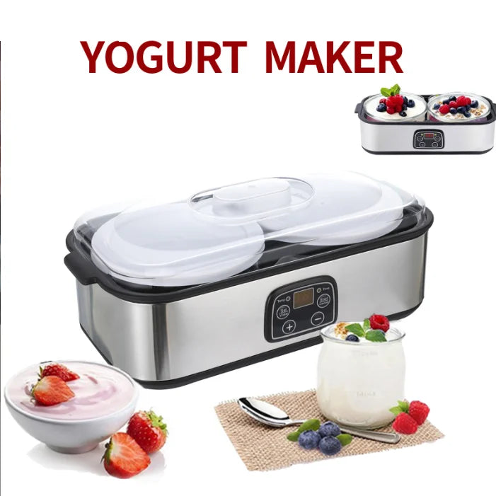 2L Large Capacity Automatic Timed Digital Yogurt Maker Machine Electric Yogurt Maker Professional Ice Cream Pudding Maker + Cups
