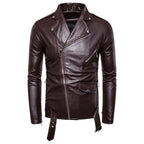 OEM ODM Wholesale Fashion Winter Men Faux Leather Solid Color Slim Fit Jacket Coat