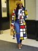 S-5XL Autumn and Winter New Windbreaker Large Plaid Color Multicolor Printing Double Breasted Lapel Coat Coat