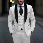 2026 New Men 3-Piece Suit, Slim Fit Elegant Gentleman Formal Blazer Trousers Vest Set for Business Wedding Groom Daily Banquet