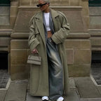 AIMEISI New Arrivals Double-breasted Belt Elegant Over the Knee Coat Long Windbreaker Women's Trench Coats