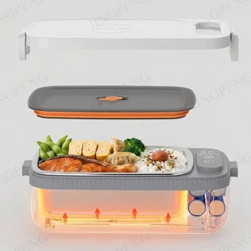 Portable Electric Lunch Box USB Rechargeable Timed Intelligent Digital Display Separate Double-compartment Inner Food Heater