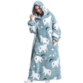 Winter Warm Adults Long Polyester Soft Giant Wearable Blanket Printed TV Hood Oversized Big Sweatshirt Hoodie Blanket