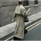 AIMEISI New Arrivals Double-breasted Belt Elegant Over the Knee Coat Long Windbreaker Women's Trench Coats