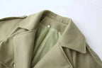 AIMEISI New Arrivals Double-breasted Belt Elegant Over the Knee Coat Long Windbreaker Women's Trench Coats