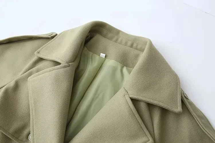 AIMEISI New Arrivals Double-breasted Belt Elegant Over the Knee Coat Long Windbreaker Women's Trench Coats