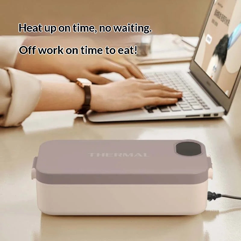 New Portable USB Rechargeable Heating Lunch Box Fast Heating Intelligent Digital Display Electric Lunch Box Warm Meals Office