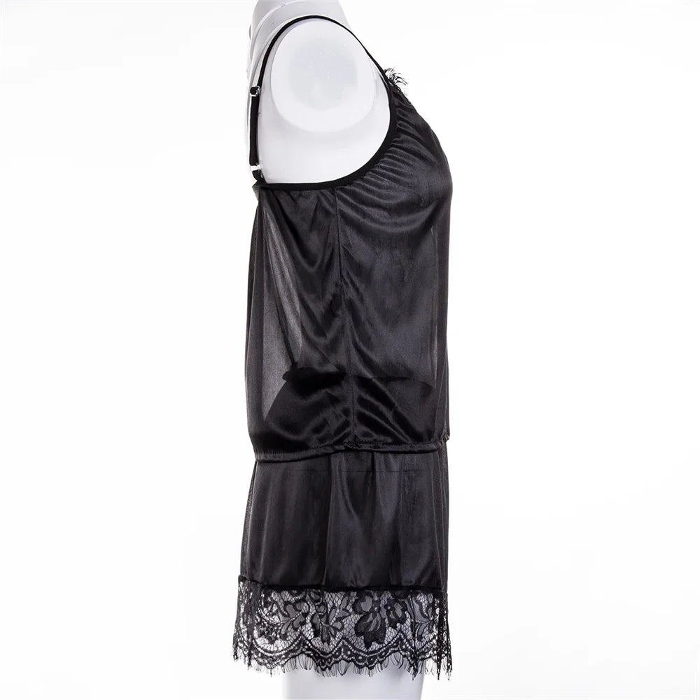 2Pcs Sexy Pajama Set Women Sexy Lace Patchwork Satin Silk Spaghetti Strap Top Hot Shorts Pajama Women Sleepwear Femme Pijamas