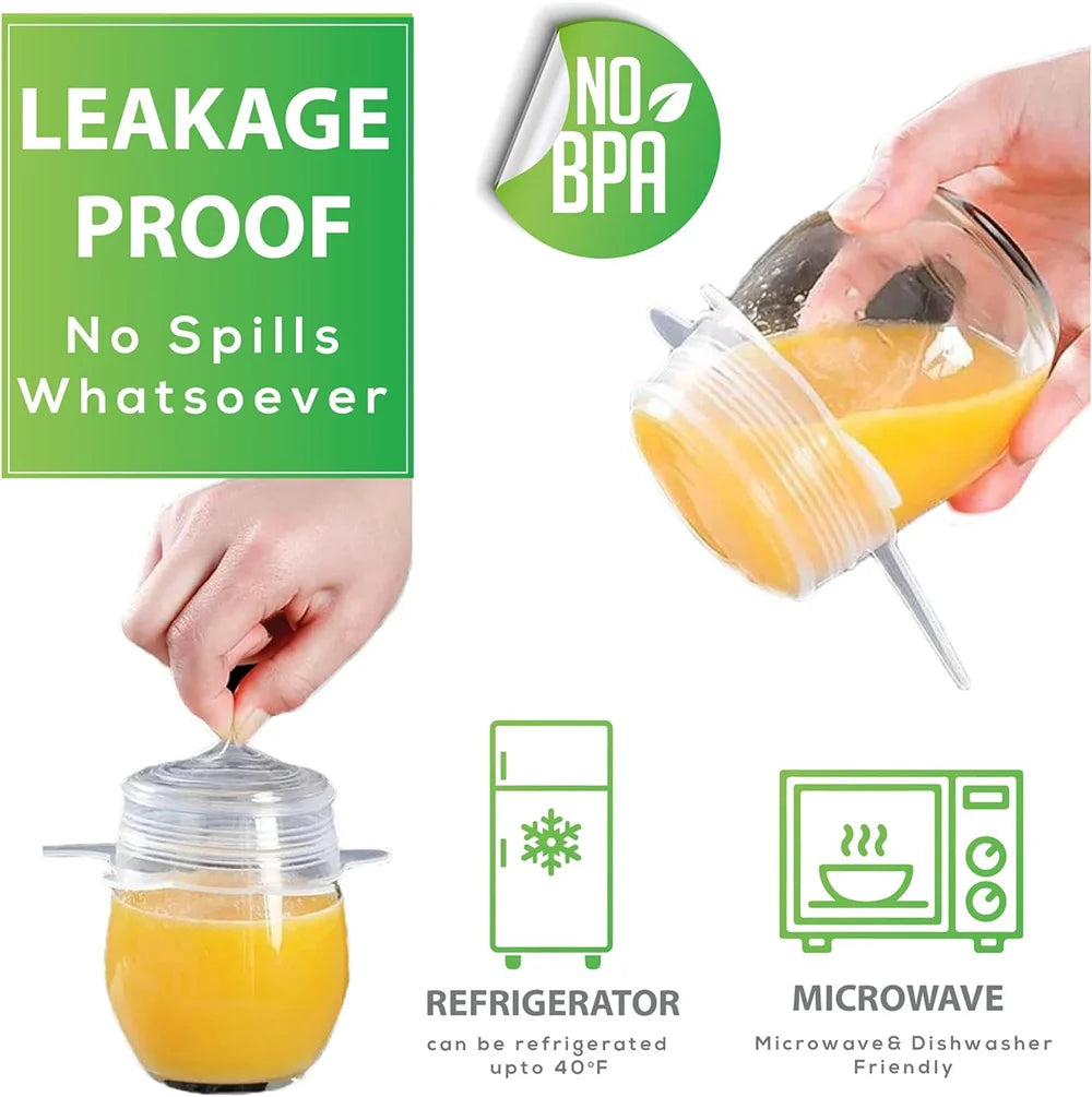 6Pcs Reusable Silicone Stretch Lids for fit bowls, cups, fruits & more.