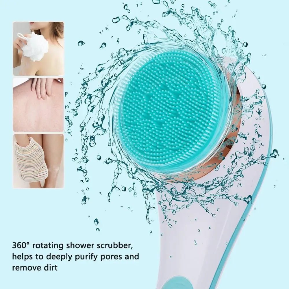 Electric Bath Brush Back Scrubber Rotating Shower Brush Body Brush Set Handle Deep Cleansing Exfoliation Massaging Spin Brush - Lucksdeal