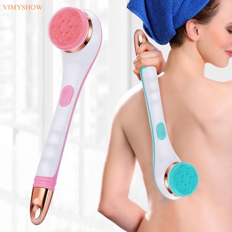 Electric Bath Brush Back Scrubber Rotating Shower Brush Body Brush Set Handle Deep Cleansing Exfoliation Massaging Spin Brush - Lucksdeal