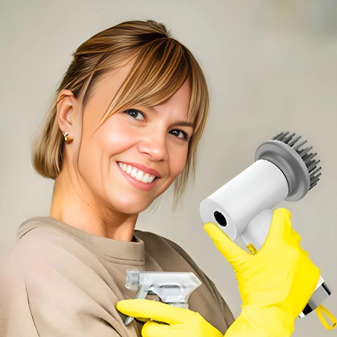 Electric Spin Scrubber, Bathroom Cordless Cleaning Brush Power Scrubber with 5 Replaceable Brush Heads, Electric Cleaning Brush - Lucksdeal