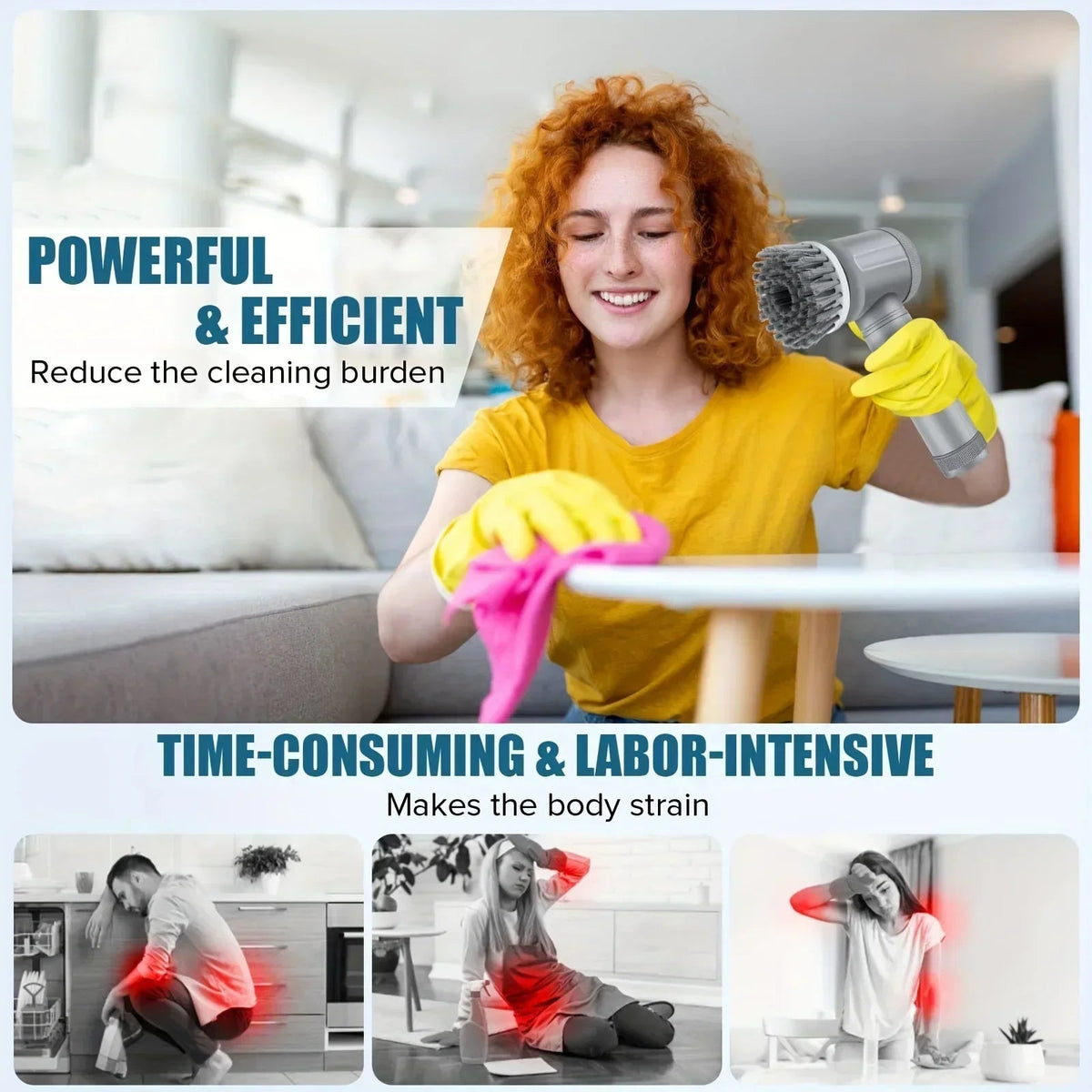 Electric Spin Scrubber, Bathroom Cordless Cleaning Brush Power Scrubber with 5 Replaceable Brush Heads, Electric Cleaning Brush - Lucksdeal