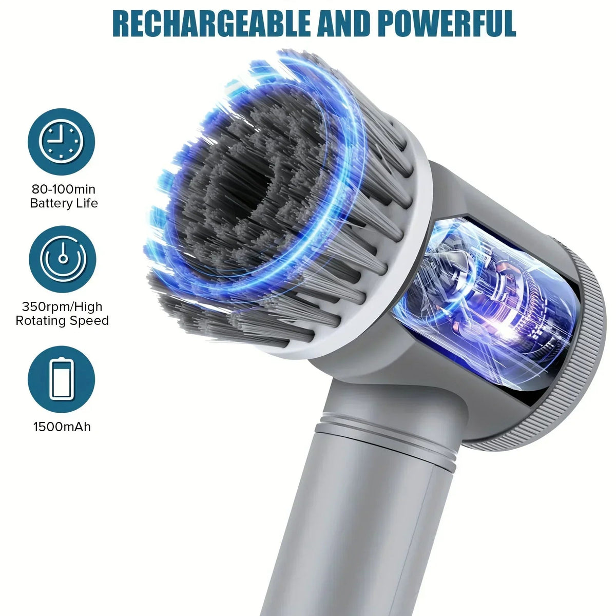 Electric Spin Scrubber, Bathroom Cordless Cleaning Brush Power Scrubber with 5 Replaceable Brush Heads, Electric Cleaning Brush - Lucksdeal